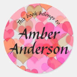 Pegatina De Corazones Coloridos Para Libros