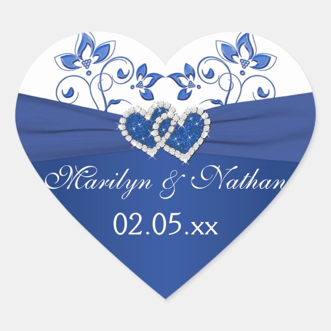 Pegatina de Corazones Royal Blue and White (Anverso)