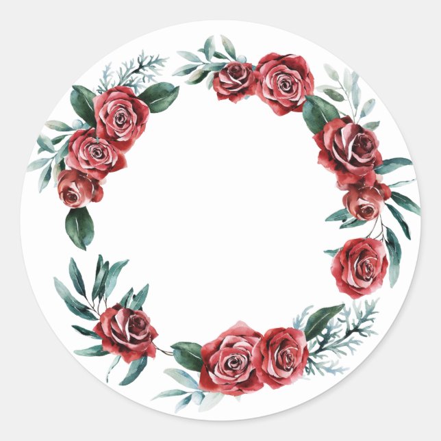 Pegatina de corona de rosas para fiestas de invier (Anverso)