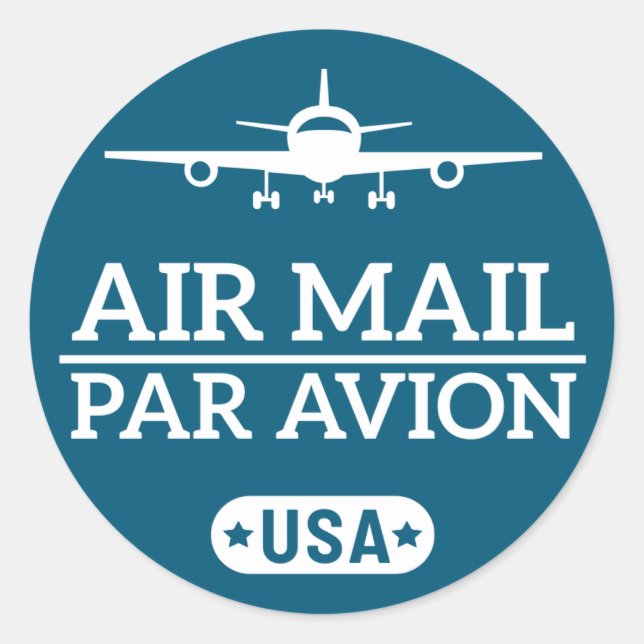 Pegatina de correo aéreo (azul) (Anverso)