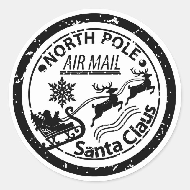 Pegatina de correo aéreo del Polo Norte (Anverso)