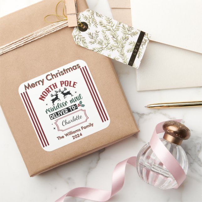 Pegatina de correo de renos de vacaciones (Regalar)