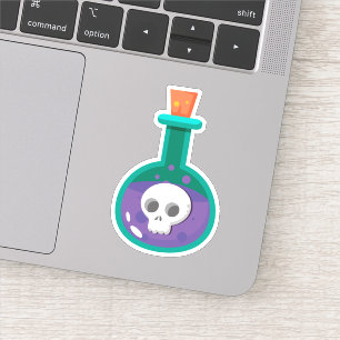 Pegatina de corte de calavera con botella de poció