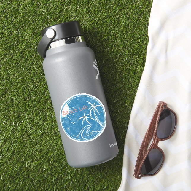 Pegatina de corte de inyl de vida de playa (HydroFlask Insitu)