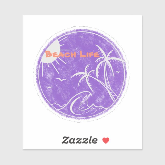 Pegatina de corte de inyl de vida de playa (Hoja)