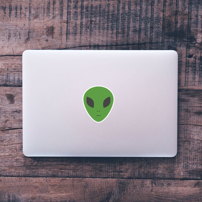 Pegatina de corte de Personalizado de Alien Verde (Green Alien Custom-Cut Sticker)