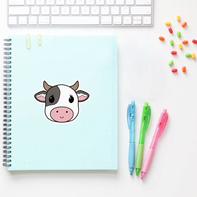 Pegatina de corte de Personalizado de vaca mate (Cute Cow Custom-Cut Sticker)