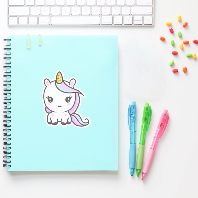 Pegatina de corte de Personalizados de unicornio (Cute Unicorn Custom-Cut Sticker)