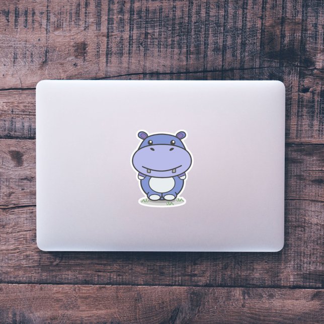 Pegatina de corte por Personalizado de Hippo (Cute Hippo Custom-Cut Sticker)