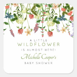 Pegatina de Country Wildflower Baby Shower Square