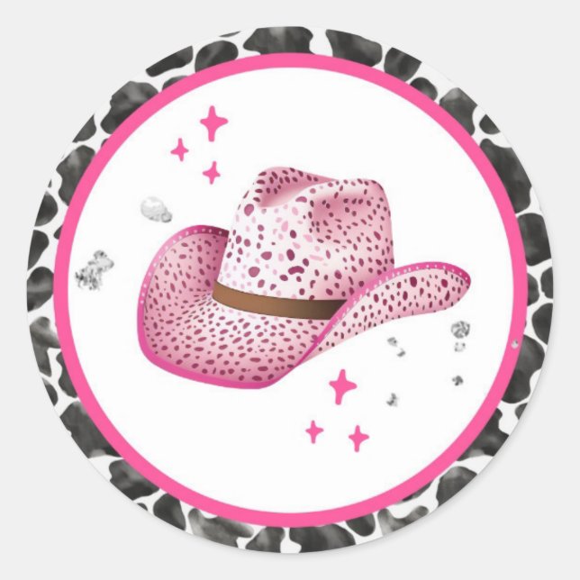 Pegatina de Cowgirl Disco Rosa (Anverso)