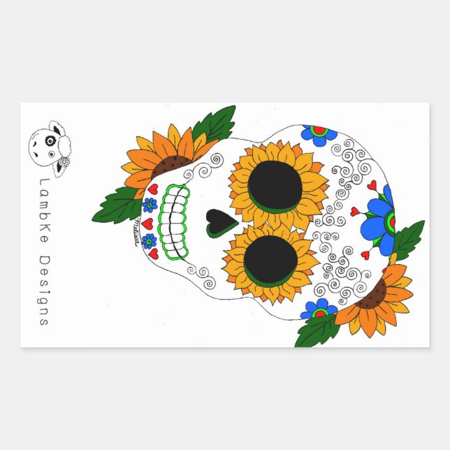 Pegatina de cráneo de azucarero de girasol (Anverso)