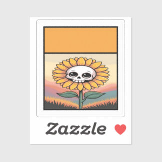 Pegatina de cráneo de girasol