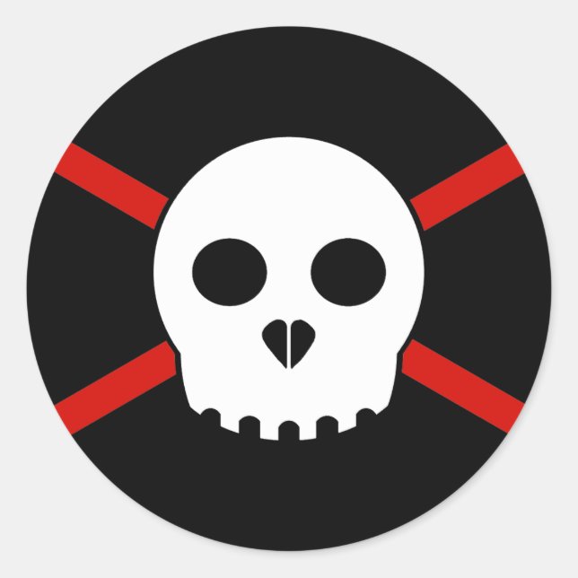 Pegatina de cráneo X blanco y rojo (Anverso)