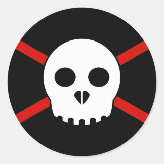 Pegatina de cráneo X blanco y rojo