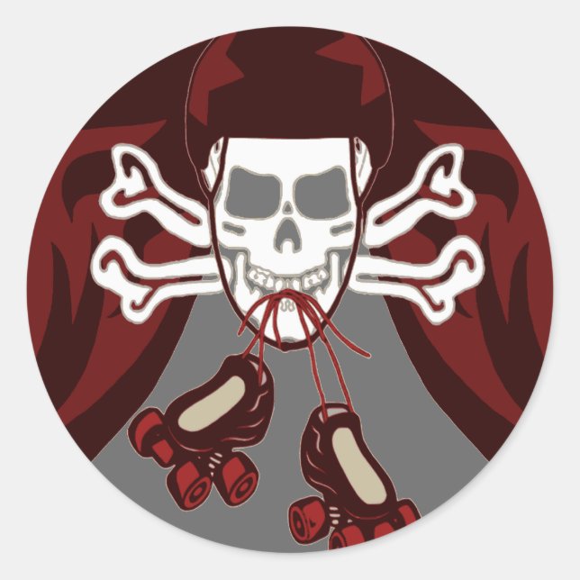 pegatina de cráneo y patines (Anverso)
