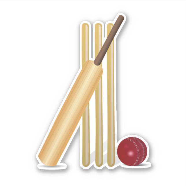 Pegatina de cricket, wicket y bolas (Anverso)