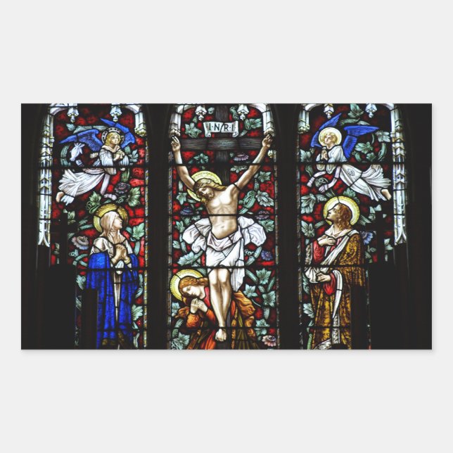 Pegatina de crucifixión (vidrio manchado) (Anverso)