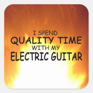 Pegatina de Cuadrado de Guitarra Eléctrica en Tiem