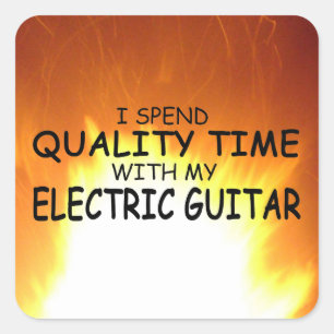 Pegatina de Cuadrado de Guitarra Eléctrica en Tiem