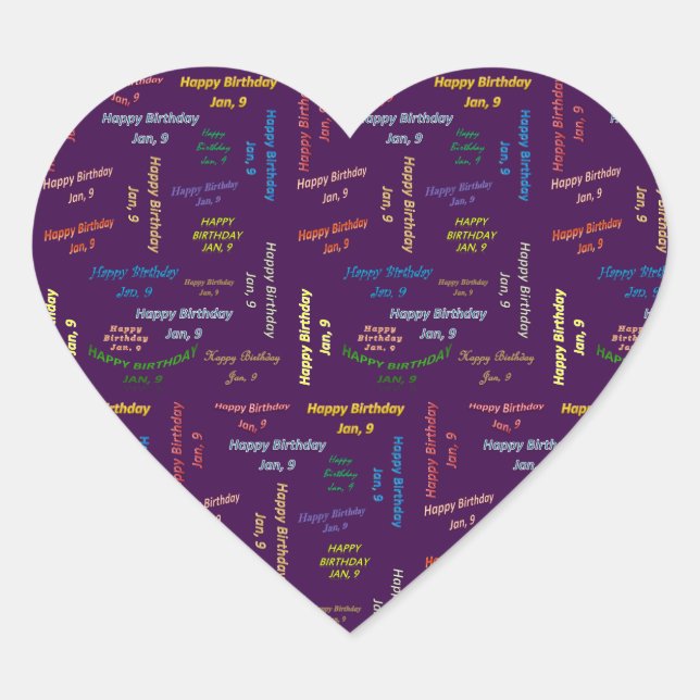 Pegatina de cumpleaños 9 de enero (Anverso)