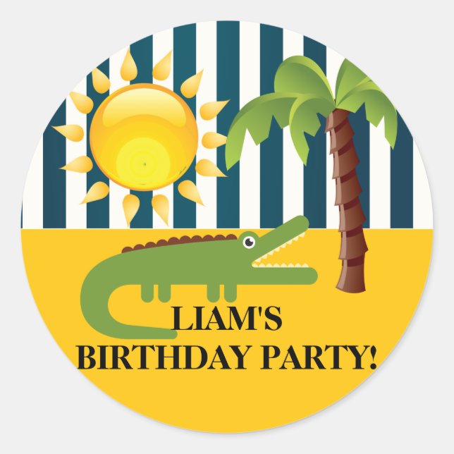 Pegatina de cumpleaños azul verde verde azul (Anverso)