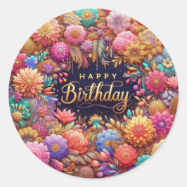 Pegatina de cumpleaños: colorido floral