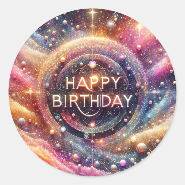 pegatina de cumpleaños con tema de purpurina (Anverso)
