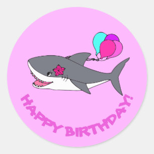 Pegatina de cumpleaños con tiburón lindo