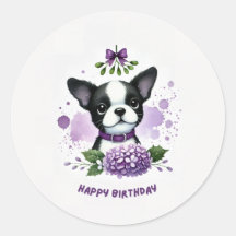 Pegatina de cumpleaños de Boston terrier