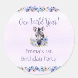 Pegatina de cumpleaños de Cebra Purple Floral