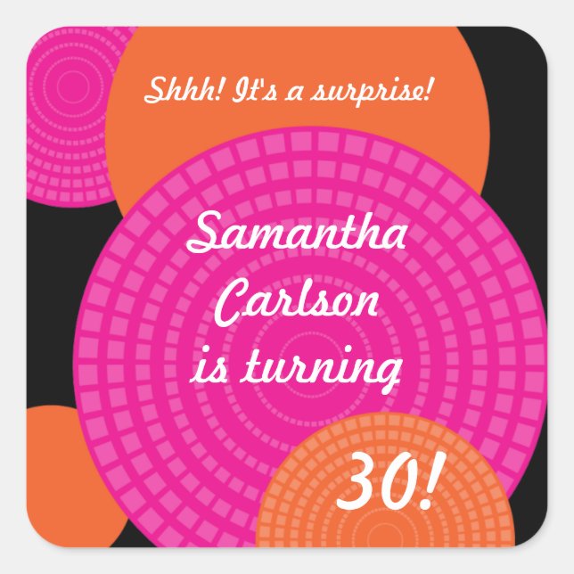 Pegatina de cumpleaños de Círculos que se sobrepon (Anverso)