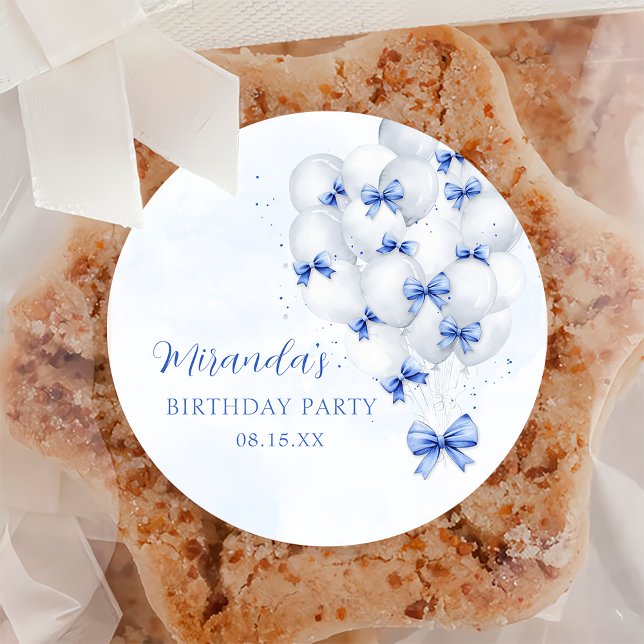 Pegatina de cumpleaños de globos con lazo azul (Subido por el creador)