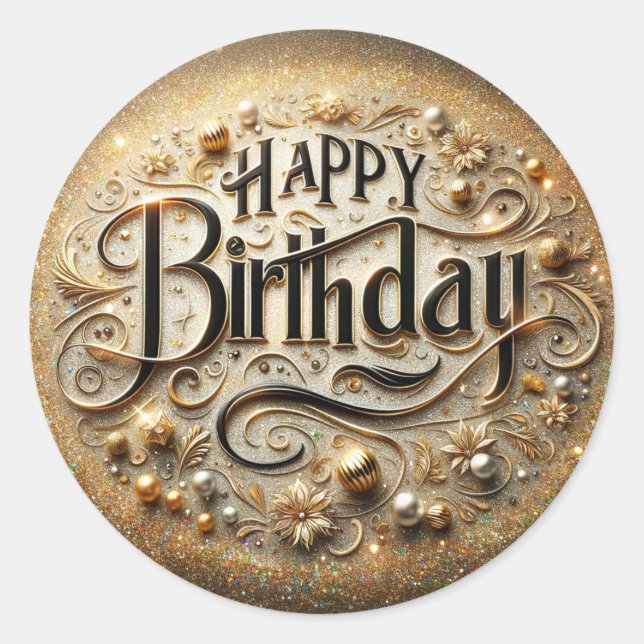 Pegatina de cumpleaños de lujo (Anverso)