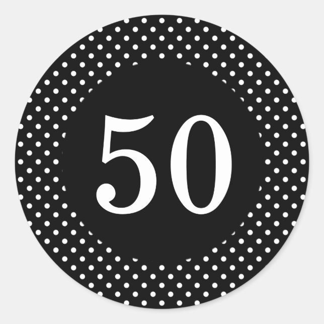 Pegatina de cumpleaños de puntos de polka blancos  (Anverso)