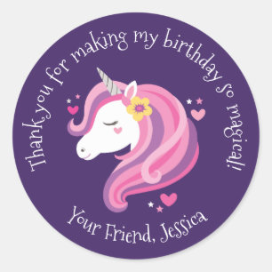 Pegatina de cumpleaños de Unicorn