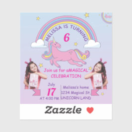 Pegatina de cumpleaños de Unicornio personalizado