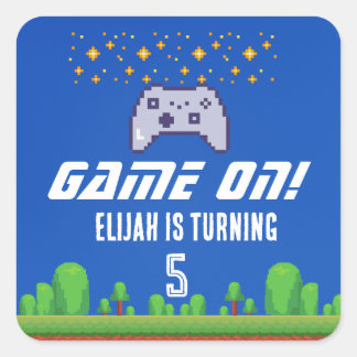 Pegatina de cumpleaños de videojuegos editable - J