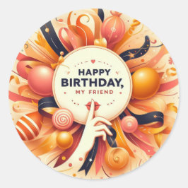Pegatina de cumpleaños para el mejor amigo