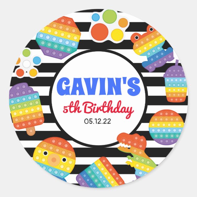 Pegatina de cumpleaños Pop It, Pegatina de cumplea (Anverso)