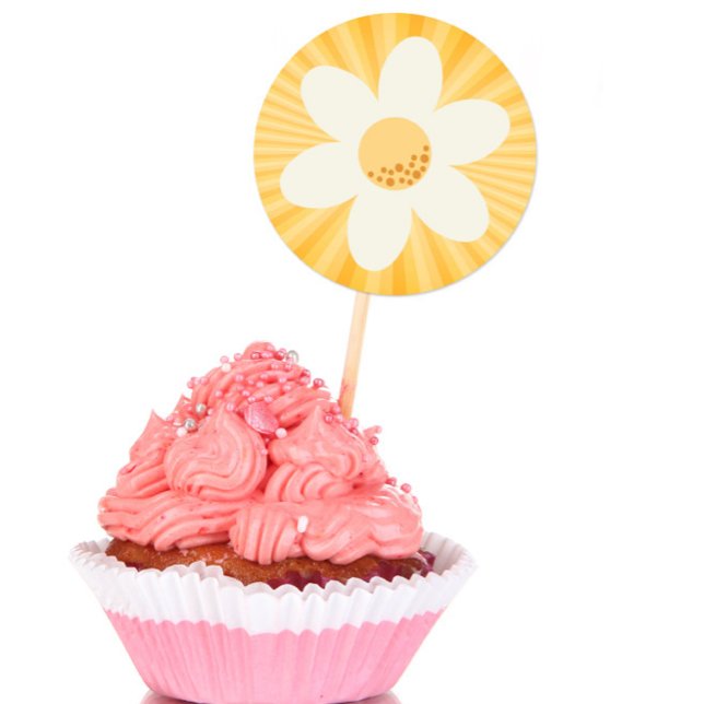 Pegatina de cumpleaños Retro Amarilla Daisy | Litt (Subido por el creador)