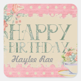 Pegatina de cumpleaños Shabby Chic