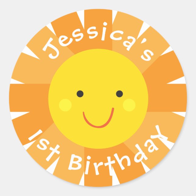 Pegatina de cumpleaños temática Sunshine - Labores (Anverso)