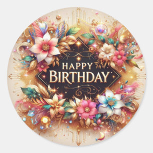 Pegatina de cumpleaños Vibrant Beautiful Design