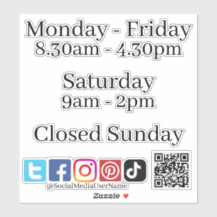 Pegatina de Cut Vinyl - redes sociales de horario 