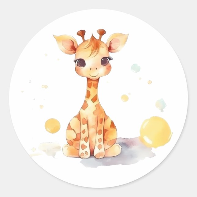 Pegatina de Cute Baby Giraffe (Anverso)