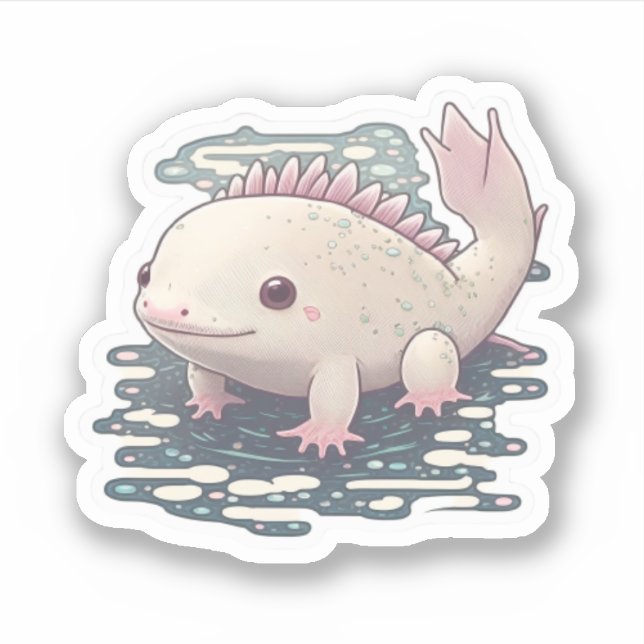 Pegatina de Cute Happy Axolotl (Anverso)