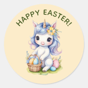 Pegatina de Cute Happy Easter Unicorn