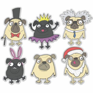 Pegatina de Cute Pugs