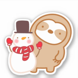 Pegatina de Cute Snowman Sloth
